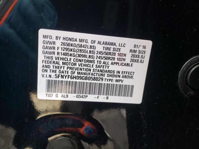 2016 HONDA PILOT ELIT 5FNYF6H09GB058029
