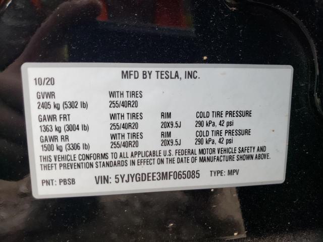 2021 TESLA MODEL Y 5YJYGDEE3MF065085