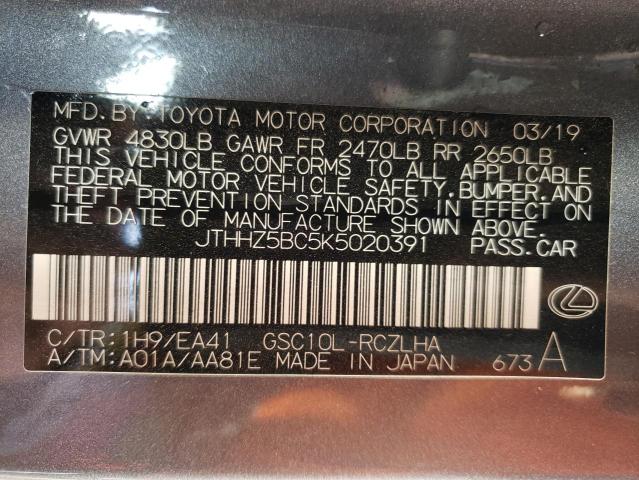 2019 LEXUS RC 350 JTHHZ5BC5K5020391