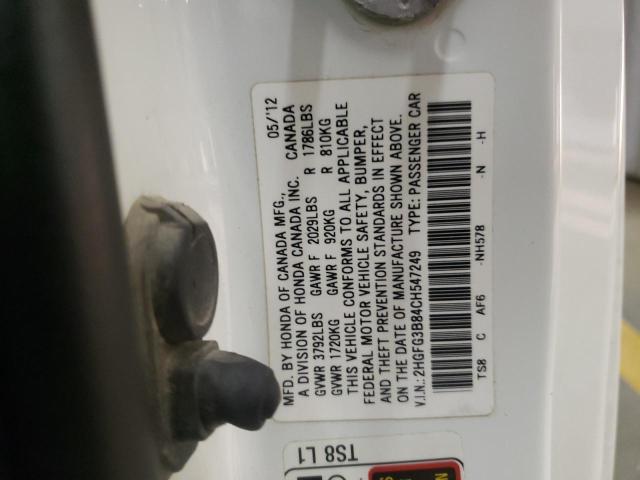 2HGFG3B84CH547249 Honda Civic Ex 2012. Фото: 9