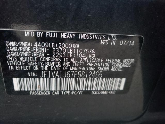 2015 SUBARU WRX LIMITE JF1VA1J67F9812465