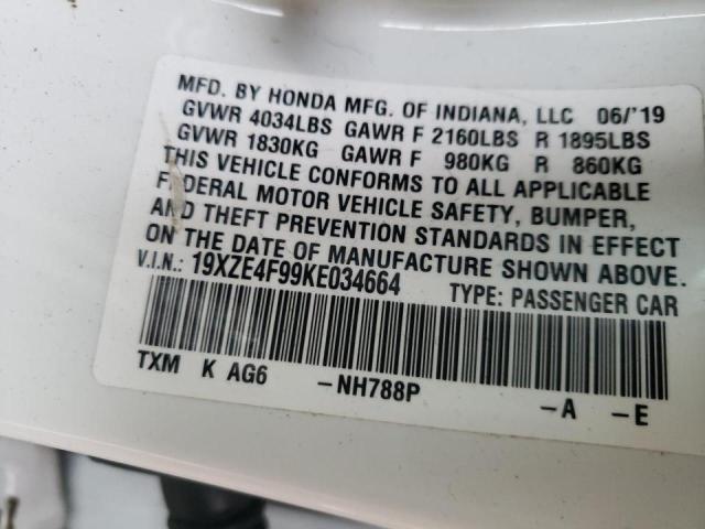 2019 HONDA INSIGHT TO 19XZE4F99KE034664
