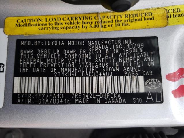 2010 TOYOTA COROLLA MA 2T1KU4EE0AC304400