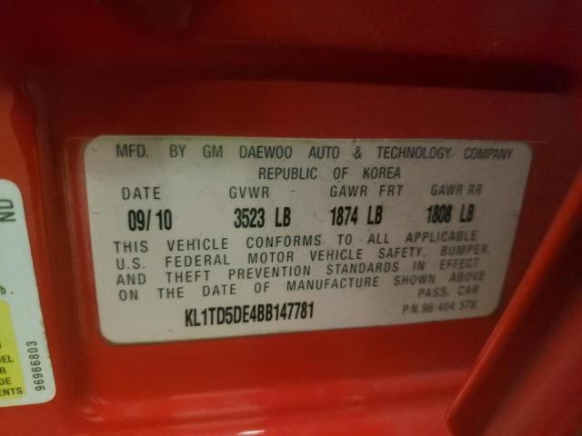 2011 CHEVROLET AVEO LS KL1TD5DE4BB147781