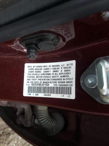 2020 HONDA INSIGHT TO 19XZE4F98LE011524