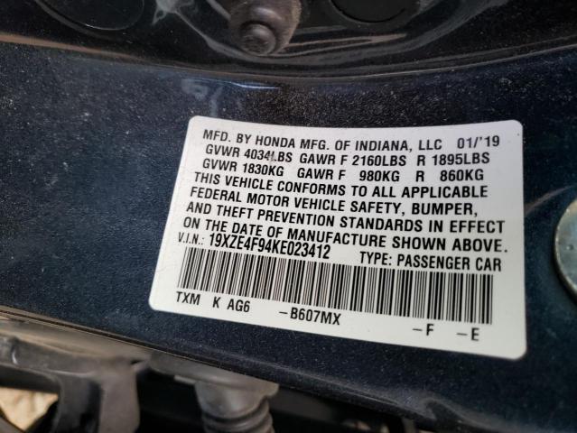 2019 HONDA INSIGHT TO 19XZE4F94KE023412