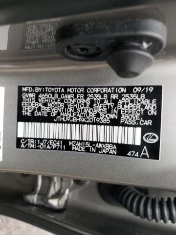 2019 LEXUS UX 250H JTHU9JBHXK2019385