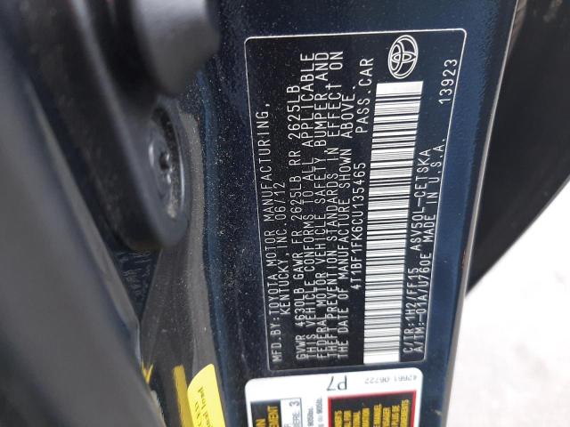 2012 TOYOTA CAMRY L/SE 4T1BF1FK6CU135465