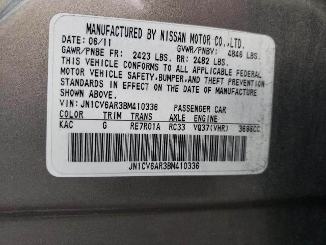 2011 INFINITI G37 JN1CV6AR3BM410336
