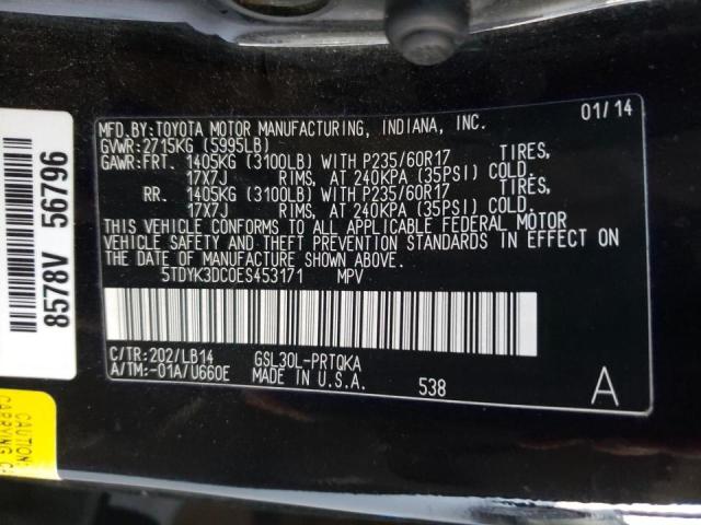 5TDYK3DC0ES453171 Toyota SIENNA XLE
