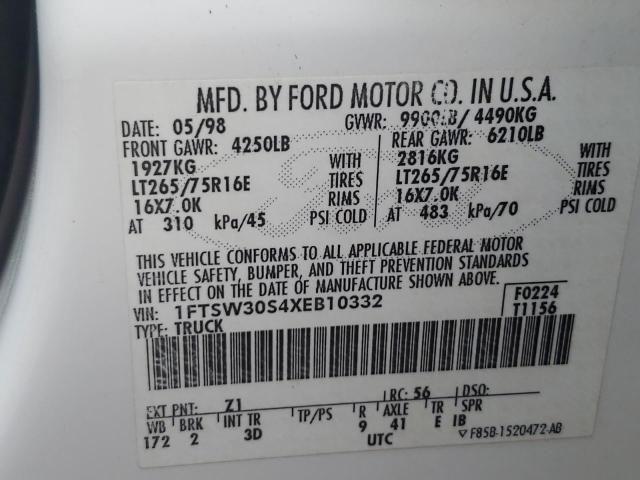 VIN: 1FTSW30S4XEB10332 | FORD F350 1999 car history - Stat.vin