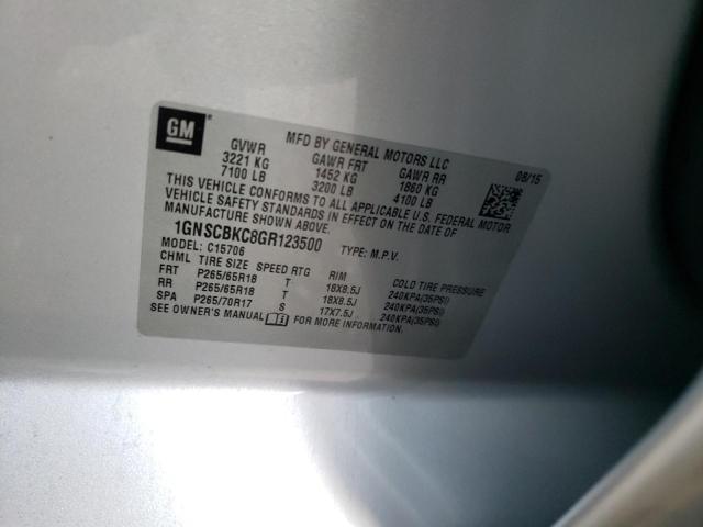 2016 CHEVROLET TAHOE 1GNSCBKC8GR123500
