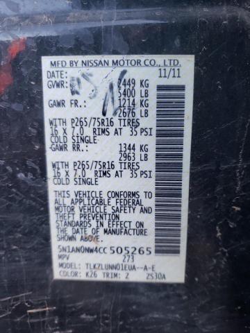 2012 NISSAN XTERRA OFF 5N1AN0NW4CC505265
