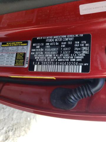 2017 HYUNDAI SANTA FE 5XYZT3LB1HG430204