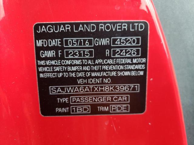 2017 JAGUAR F-TYPE SAJWA6ATXH8K39671