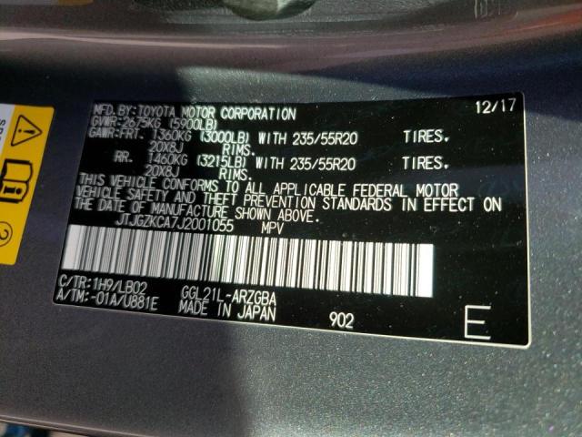 2018 LEXUS RX 350 L JTJGZKCA7J2001055