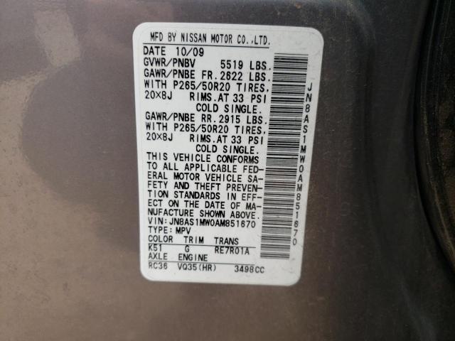 2010 INFINITI FX35 JN8AS1MW0AM851670