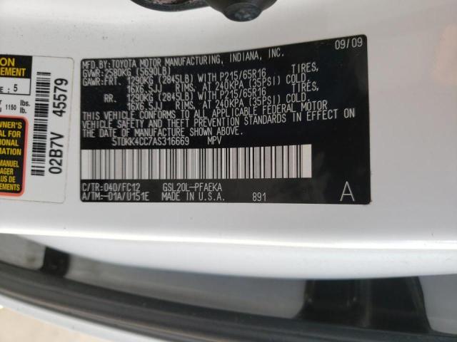 2010 TOYOTA SIENNA CE 5TDKK4CC7AS316669