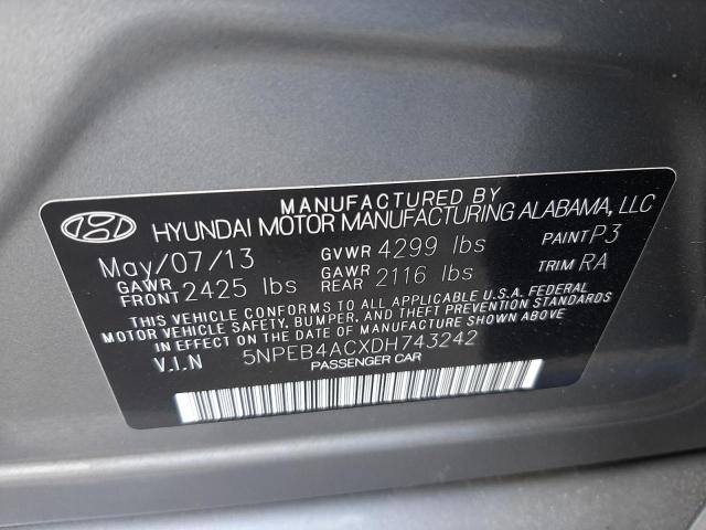 2013 HYUNDAI SONATA GLS 5NPEB4ACXDH743242