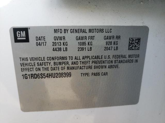 VIN 1G1RD6S54HU208399 2017 Chevrolet Volt, Premier no.10