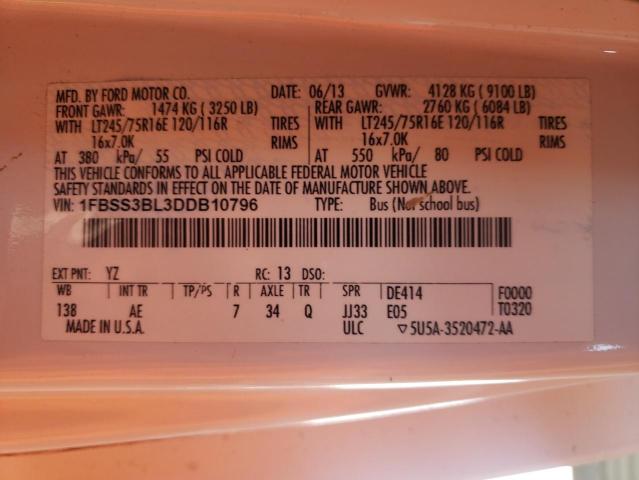 2013 FORD E350 XL 1FBSS3BL3DDB10796