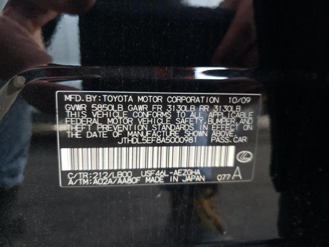 2010 LEXUS LS 460L JTHDL5EF8A5000981