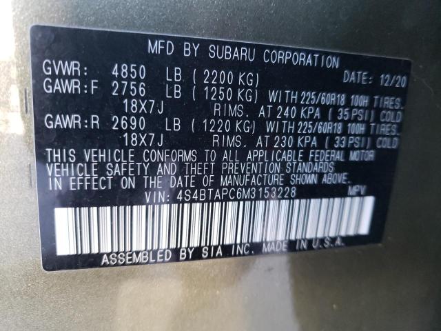 2021 SUBARU OUTBACK TO 4S4BTAPC6M3153228