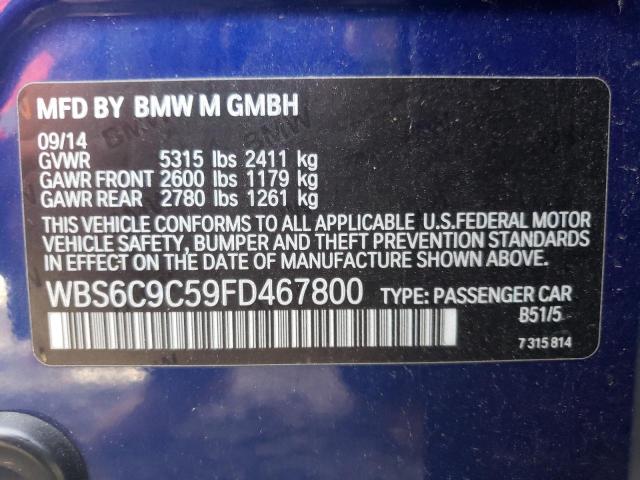 2015 BMW M6 GRAN CO WBS6C9C59FD467800