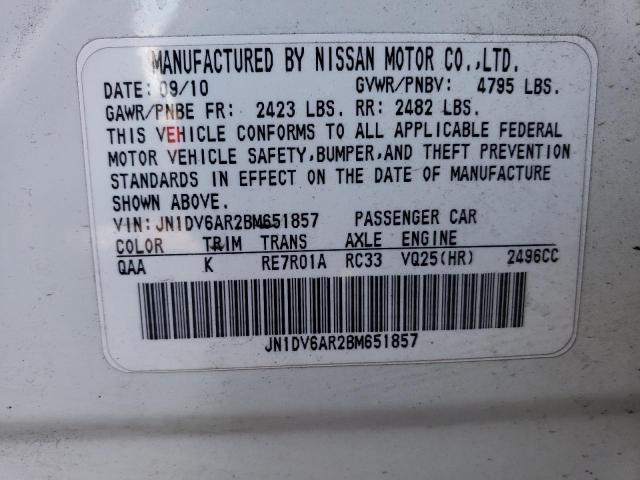 2011 INFINITI G25 JN1DV6AR2BM651857