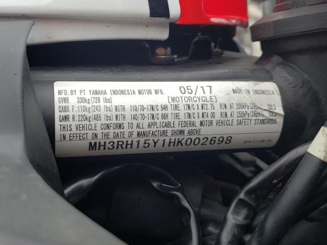 2017 YAMAHA YZFR3 A MH3RH15Y1HK002698