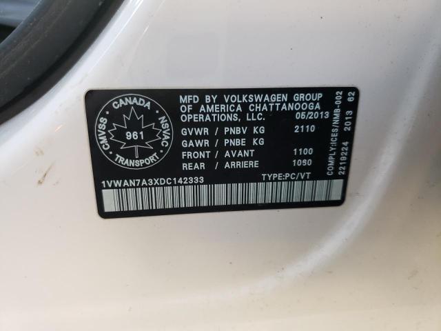 1VWAN7A3XDC142333 Volkswagen Passat 2013. Фото: 9