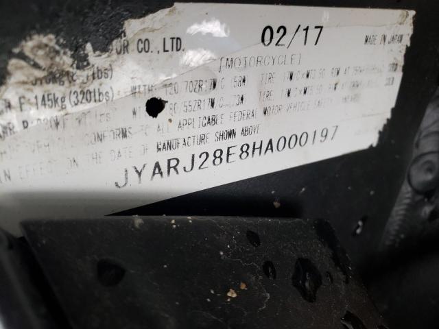 2017 YAMAHA YZFR6 JYARJ28E8HA000197