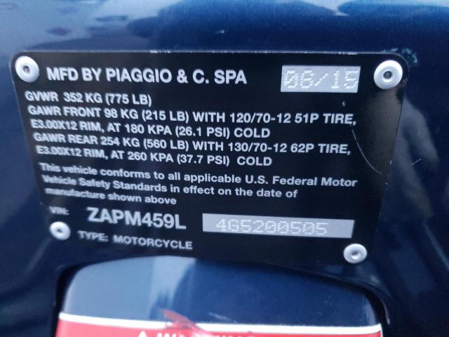 2016 VESPA GTS 300 SU ZAPM459L4G5200505