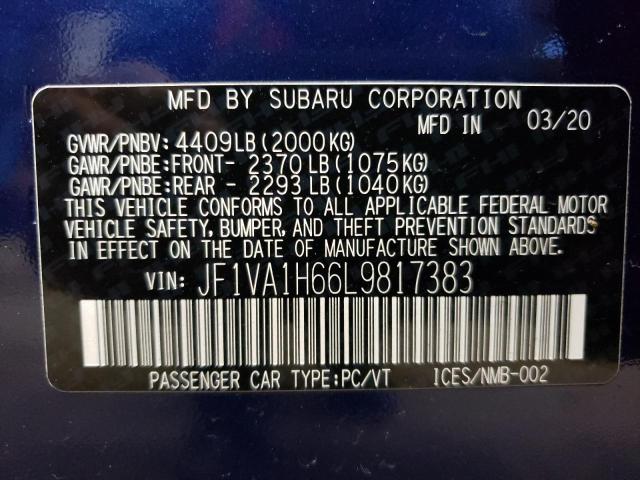2020 SUBARU WRX LIMITE JF1VA1H66L9817383