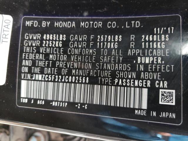 2018 HONDA CLARITY TO JHMZC5F32JC002568