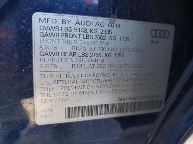 VIN WA1TFAFLXFA009207 2015 Audi A4, Premium no.10