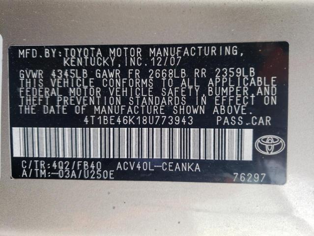 2021 TOYOTA CAMRY CE 4T1BE46K18U773943