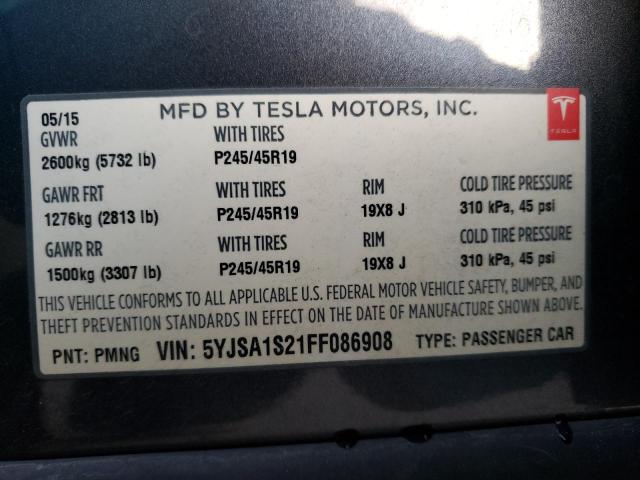 2015 TESLA MODEL S 70 5YJSA1S21FF086908