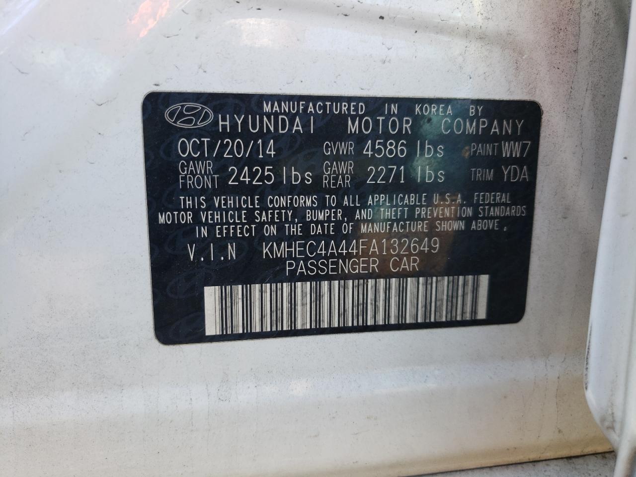KMHEC4A44FA132649 2015 Hyundai Sonata Hybrid