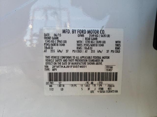 2015 FORD EDGE SEL - 2FMTK4J81FBB74651