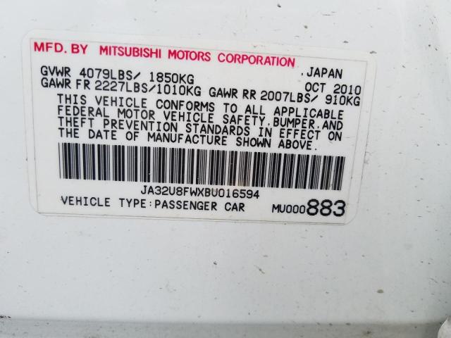2011 MITSUBISHI LANCER GTS JA32U8FWXBU016594