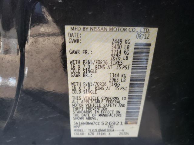 2012 NISSAN XTERRA OFF 5N1AN0NW7CC526921