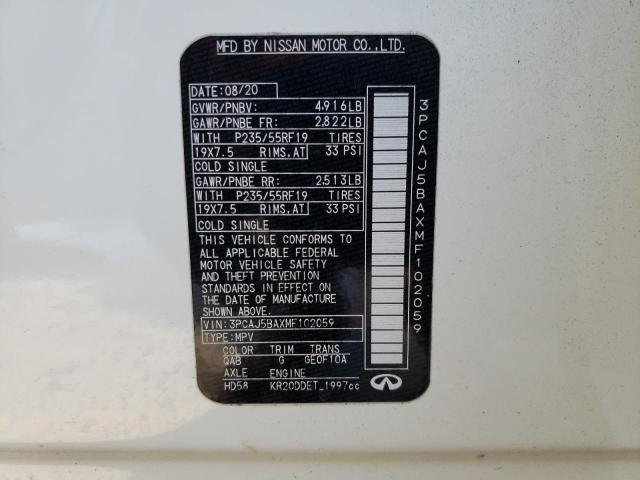 2021 INFINITI QX50 LUXE 3PCAJ5BAXMF102059