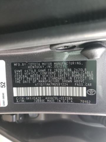 2021 TOYOTA CAMRY NIGH 4T1S11AK7MU591224