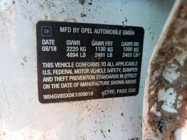 2019 BUICK REGAL TOUR W04GV8SX0K1009619