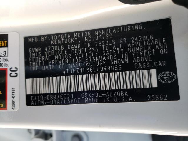 2020 TOYOTA AVALON XSE 4T1FZ1FB6LU049856
