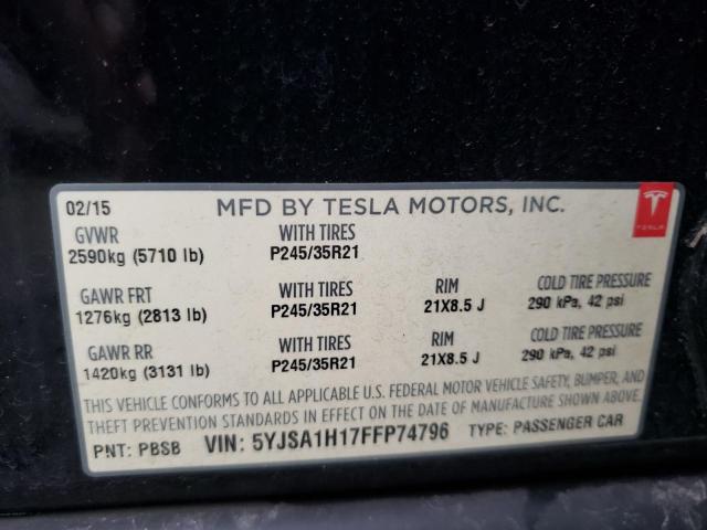 2015 TESLA MODEL S 85 5YJSA1H17FFP74796