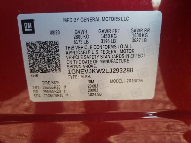 2020 CHEVROLET TRAVERSE R 1GNEVJKW2LJ293288