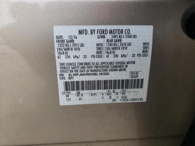 2017 LINCOLN MKX SELECT 2LMPJ6KR0HBL18320