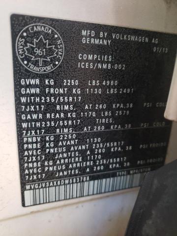 WVGJV3AX8DW583788 Volkswagen Tiguan S 2013. Фото: 9